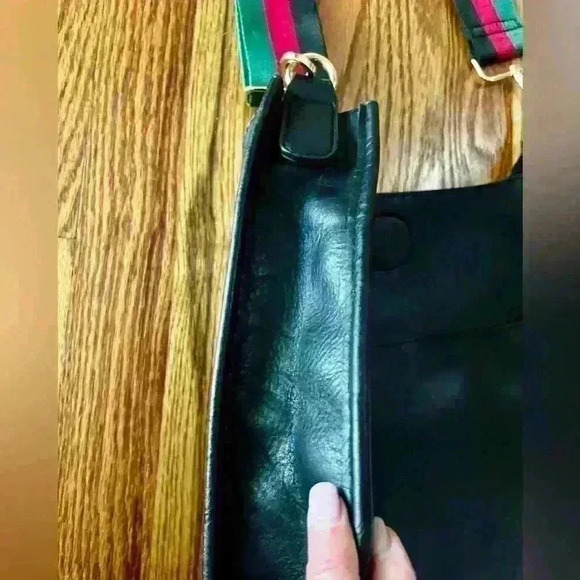 Adhorned Black Messenger Bag with Crossbody Strap. Vegan leather - Picture 2 of 12